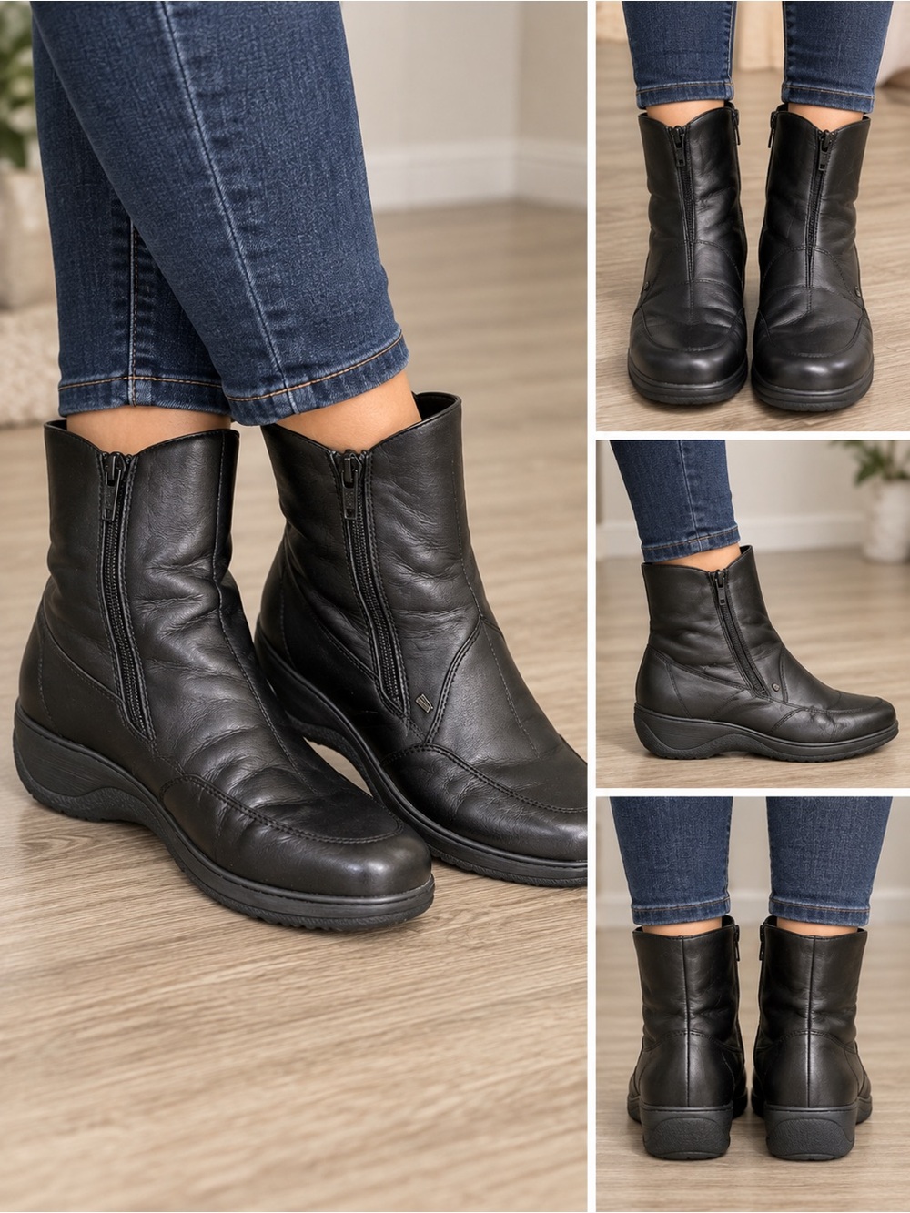 Finn Comfort 7.5 US Minsk Women Winter Boots Black Leather Shearling Lining
